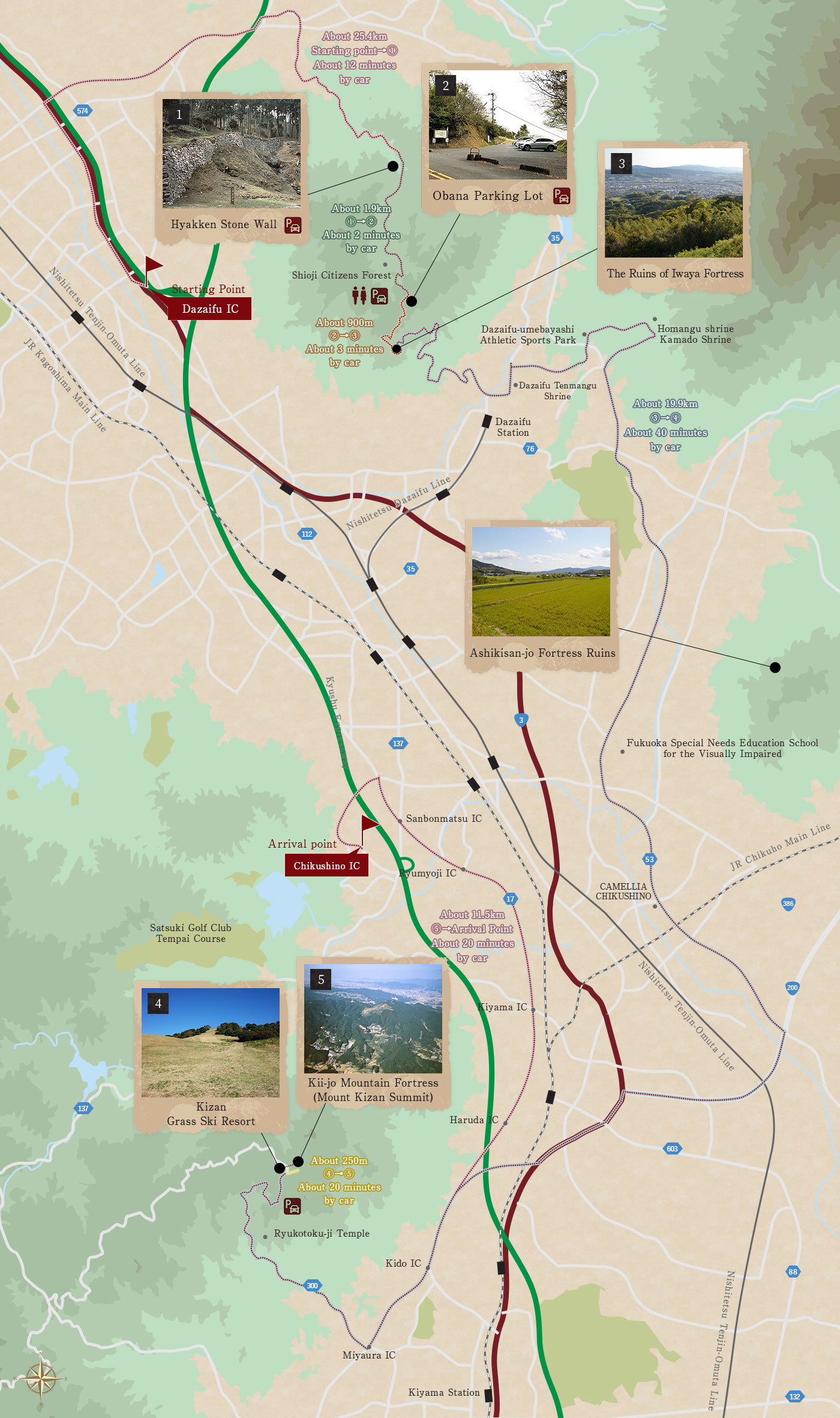 The “Western Capital” Technology and Defenses Course／Southbound Course Map